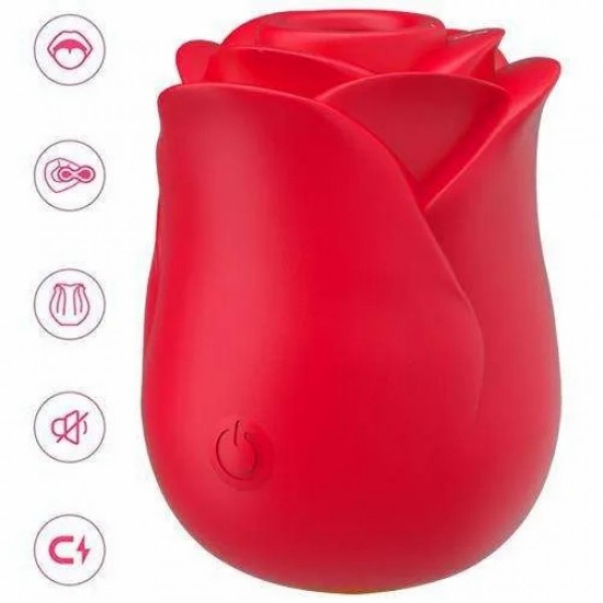 Red Licking & Sucking Rose Vibration Toy