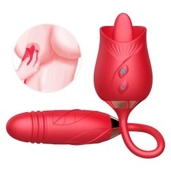 2022 Red Rose Toy Licking Rose Toy with Dildo