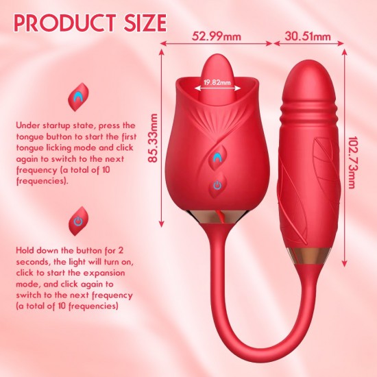 2022 Red Rose Toy Licking Rose Toy with Dildo