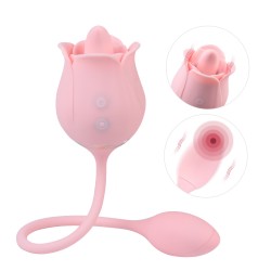 Pink Rose Toy Tongue Licking Vibrator with Vibrating Egg