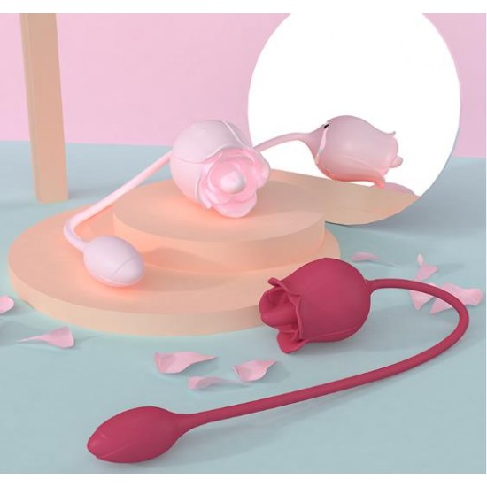 Pink Rose Toy Tongue Licking Vibrator with Vibrating Egg