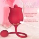 Red Rose Toy Tongue Licking Vibrator with Vibrating Egg