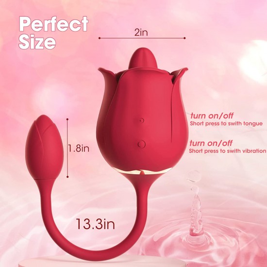 Red Rose Toy Tongue Licking Vibrator with Vibrating Egg