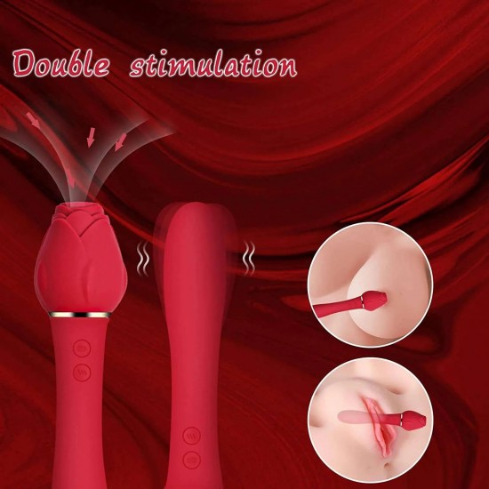 Red Rose Toy Sucking Vibration Dildo Wand