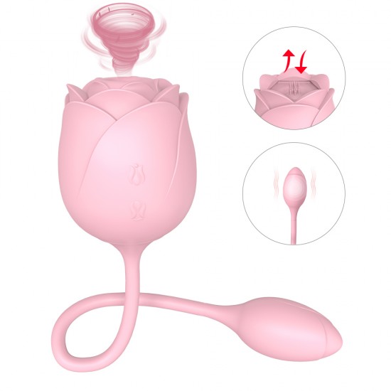 Pink Rose Sucking Toy with Vibrating Egg